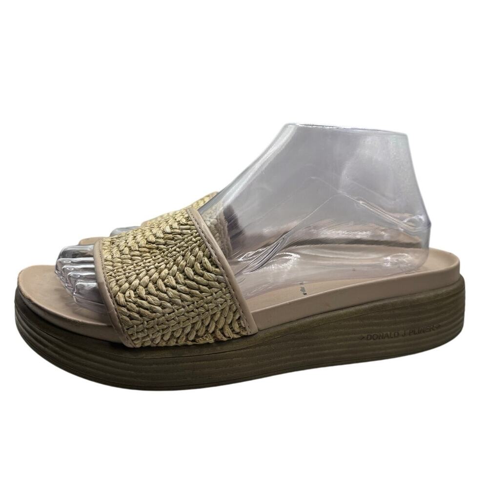 Donald J Pliner Tan Raffia Slide On Thong Platform Sandals 8.5 - Picture 3 of 6